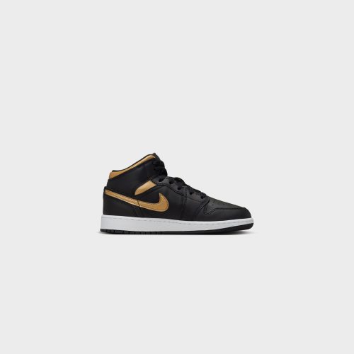 AirJordan1Mid GS Black MetallicGold White DQ8423 0713