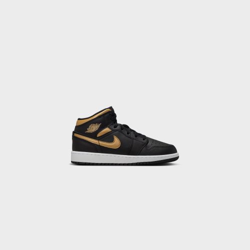 AirJordan1Mid GS Black MetallicGold White DQ8423 0714