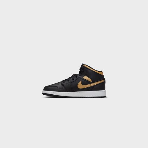 AirJordan1Mid GS Black MetallicGold White DQ8423 0715