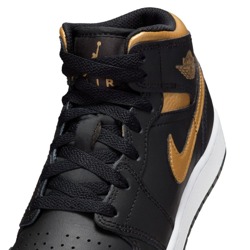 AirJordan1Mid GS Black MetallicGold White DQ8423 0719