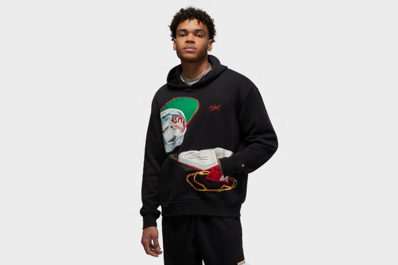 JordanFlightArtistSeriesFleeceHoodie Black UniversityRed DV1593 0102