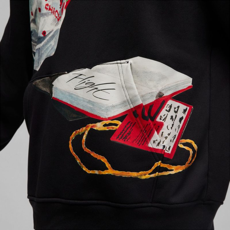 JordanFlightArtistSeriesFleeceHoodie Black UniversityRed DV1593 0106